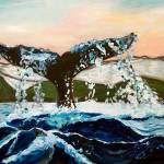 &ldquo;K-Wave,&rdquo; one of Britni Siekaniec&rsquo;s paintings in her show, &ldquo;Salt,&rdquo; at Grace Ridge Brewery. The show opened April 6, 2018, in Homer, Alaska. (Photo by Michael Armstrong, Homer News)