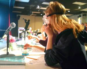 Anya Hondel, the 2017 winner of Caring for the Kenai, participates in this year&rsquo;s judging for the contest&rsquo;s annual oral presentations Thursday at Kenai Central High School. (Photo by Kat Sorensen/Peninsula Clarion)