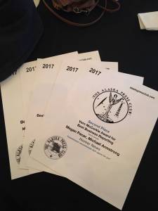 The Homer News won several awards, pictured here Saturday, April 21 in Anchorage, in this year&rsquo;s Alaska Press Club Conference contest.  (Photo by Megan Pacer/Homer News)