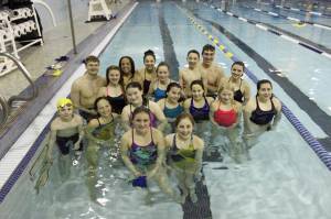 Photo by Monica Anderson Members of the Kachemak Swim Club pose after their competition in Anchorage last weekend. First row left to right: Cassidy Carroll, Daisy Walker; second row: Gunnar Pinsky, Annabelle Franciscone, Hannah Overdorf, Elsa Milne, Carly Nelson and Hazel Pearson; third row: Clayton Arndt, Adeline Berry, Alia Bales, Madison Story, Kaylin Anderson, Lucas Story, Jake Nelson and Ella Blanton-Yourkowski. McKenna Carlin and Luke Nelson, not pictured, also competed.