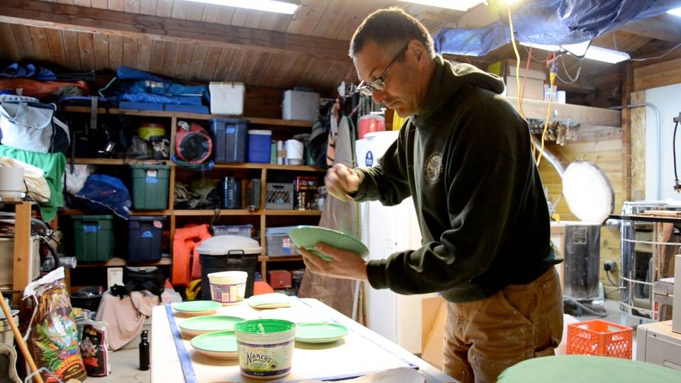 Ceramic artist Jeff Szarzi makes plates for Bunnell Street Arts Center&rsquo;s annual Plate Project. (Photo provided)