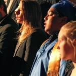 Graduate Falcom Greear (blue) performs &ldquo;Sure on this Shining Night&rdquo; with the Homer High School Concert Choir during the commencement ceremony for his class Tuesday, May 22, 2018 at the school in Homer, Alaska. (Photo by Megan Pacer/Homer News)
