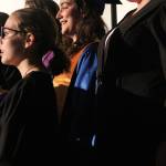 Senior Chloe Pleznac sings with the Homer High School Concert Choir during the graduation ceremony for her and her classmates Tuesday, May 22, 2018 at the school in Homer, Alaska. (Photo by Megan Pacer/Homer News)