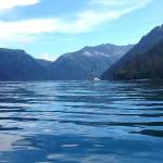 Photo by Jennifer Tarnacki A water taxi heads into Tutka Bay to access the yurt across the bay in 2017 in Kachemak Bay State Park.