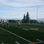 Ultimate frisbee teams compete on June 25, 2018 at Homer High School in Homer, Alaska. (Photo by Mira Klein)