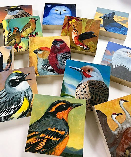 A selection of Francois Girards Bird Blocks, on display at Art Shop Gallery. (Photo provided)