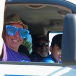 Homer Mayor Bryan Zak waves to families gathered along Pioneer Avenue for the annual Independence Day parade Wednesday, July 4, 2018 in Homer, Alaska. (Photo by Megan Pacer/Homer News)