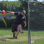 Travis Ogden prepares to throw a weight in the weight throw for distance competition Saturday, July 7, 2017 at the Kachemak Bay Scottish Highland Games at Karen Hornaday Park in Homer, Alaska. Ogden is a firefighter and EMT 2 medic for Kachemak Emergency Services and the network security administrator for South Peninsula Hospital. (Photo by Megan Pacer/Homer News)