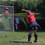 Sherri Borchert of Anchorage launches a weight during the heavy weight throw at this years Kachemak Bay Highland Games on Saturday, July 7, 2018 at Karen Hornaday Park in Homer, Alaska. (Photo by Megan Pacer/Homer News)