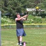 Zachary Fraley of Homer throws a hammer during the hammer throw portion of this years Kachemak Bay Scottish Highland Games on Saturday, July 7, 2018 at Karen Hornaday Park in Homer, Alaska. (Photo by Megan Pacer/Homer News)
