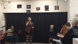 Co-director Hannah Heimbuch performs her solo piece during the group rehearsal.-Photo by Nicole Luchaco
