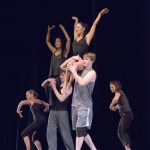 From left to right, Amanda Miotke, Khadicha Mukambetova, John Roedl, Joceyln Shiro, Wil Roedl and Kara Bakken-Clemens perform a piece from Jazzline at rehearsals Monday.-Photo by Aaron Carpenter, Homer News