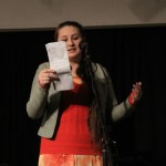 Maria Kulikov, 17, reads her poem in the final round.-photo by Fermin Martinez