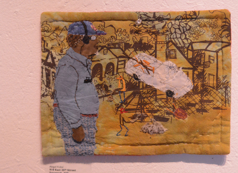 “Every single one of my quilts is a memory of mine, or a story of something that happened to me or someone I know,” Kokai said at her artist’s talk last Friday for the opening of her show at Bunnell Street Arts Center.-Photo by Michael Armstrong, Homer News