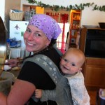 Amy Welty, with son Andrew, prepares a meal for a recent class. -Photo provided