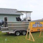 An aluminum skiff made by Bay Weld Boats is the grand prize in a raffle currently under way by the Homer Chamber of Commerce and Visitor Center.-Photo by McKibben Jackinsky, Homer News