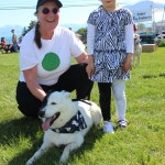 Yang, Bonnie Betley and her granddaughter Kaia Borba bask in  their “best owner-dog look alike” glory.-Photo by McKibben Jackinsky, Homer News