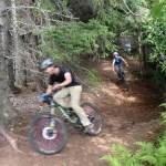 Caleb Rauch followed by Jacob Davis roasting a freshly groomed section of trail. -Photo by Derek Reynolds