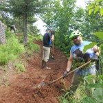 Morgan Ransom, Caleb Rauch and Jacob Davis, grooming tread.-Photo by Derek Reynolds