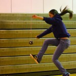 Rhythm Beckett-Cook tries the one-foot high kick.-Photos by Michael Armstrong