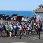 Runners begin the Sea to Ski race at Mariner park-Photo by McKibben Jackinsky, Homer News