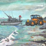 Marjorie Scholl’s “Heavy Metal” paintings range from trucks to boats.-Photo provided