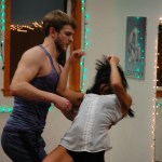 Jazzline director Jocelyn Shiro, right, rehearses a duet with Wil Roedl.-Photo by Michael Armstrong, Homer News