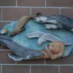 One of Melisse Reichman’s “Roaming the Land” sculptures is at the bathroom on West Pioneer Avenue.-Photo by Michael Armstrong, Homer News