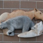 Another of Reichman’s “Roaming the Land” sculptures is at the bathroom on West Pioneer Avenue.-Photo by Michael Armstrong, Homer News