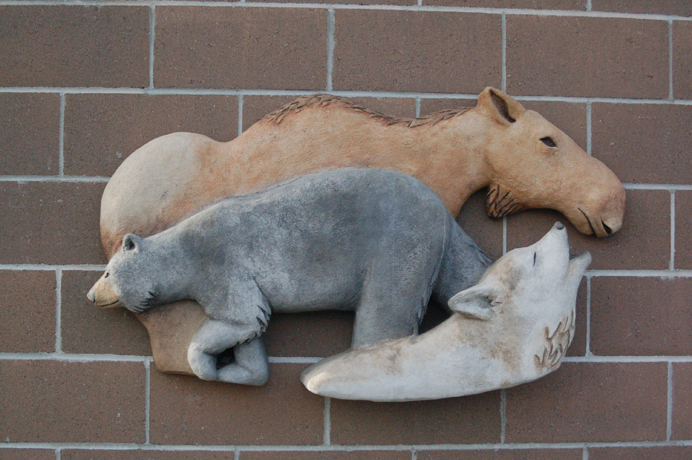 Another of Reichman’s “Roaming the Land” sculptures is at the bathroom on West Pioneer Avenue.-Photo by Michael Armstrong, Homer News