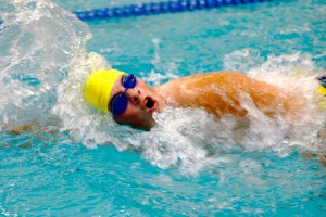 Homer High School swimmer Griffin Downey swims in the Soldotna Pentathlon at Soldotna High School on Sept. 26. -Photo by Ben Boettger, Morris News Service - Alaska