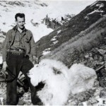 Wendell Stout stands next to a mountain goat he shot in Alaska on a visit in the early 1940s.-Photo provided