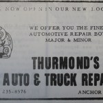 A Dec. 5, 1968, Homer News ad marks the original opening of Thurmond’s Auto and Truck Repair at its current Anchor Point location.-From the Dec. 5, 1968, Homer News