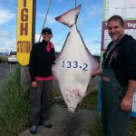 Milsah Balen of Sardis, Ohio, shows off the halibut she caught Aug. 3 while fishing with Capt. Rob Hyslip of Big Bear Halibut Charters.-Photo provided