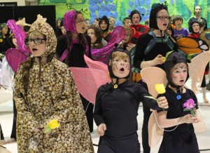 Singing the joys of a picnic are, front row from left,  Ireland Styvar, Willem Hakala and Ellen Barrett; second row, Madison Story and Zoe Stonorov.-McKibben Jackinsky