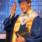 John Walsworth, valedictorian, completes his walk across the stage.-Photo by McKibben Jackinsky, Homer News
