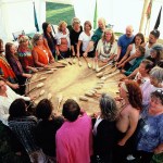 Visitors play the drum at “prayerformances” around the world.-Photo provided