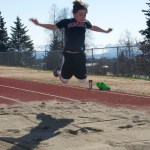 Tim Hatfield competes in the long jump Saturday at the Hershey’s Track and Field Games. -Photos by Heather Ericson