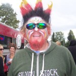 Jerami Youngblood of Homer tries on a new ‘do at Salmonstock.-Photo by McKibben Jackinsky, Homer News