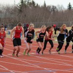 Homer’s Audrey Rosencrans, left, finished in 10th place in the girls 1600 meter event.-Photo by McKibben Jackinsky, Homer News