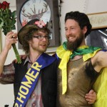 The Mr. Homer crown passes to Daniel George Gallagher from 2014 Mr. Homer Lucas Thoning.-Photo by McKibben Jackinsky, Homer News