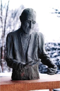 This maquette, or small sculpture study, by artist Leo Vait shows what the proposed bronze statue would look like of Brother Asaiah.-Photo by Linda Smogor