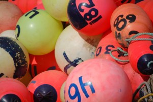 A pile of buoys adds some color to the Homer Spit until flowers start blooming.-Photos by Michael Armstrong, Homer News