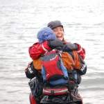 Sarah Outen hugs Justine Curgenven after they land on the Spit Aug. 14.-Photo by Michael Armstrong, Homer News