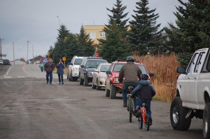 Cars parked along East Bunnell Avenue on a Friday afternoon show one of the problems of the area — inadequate parking.-Photo by Michael Armstrong, Homer News