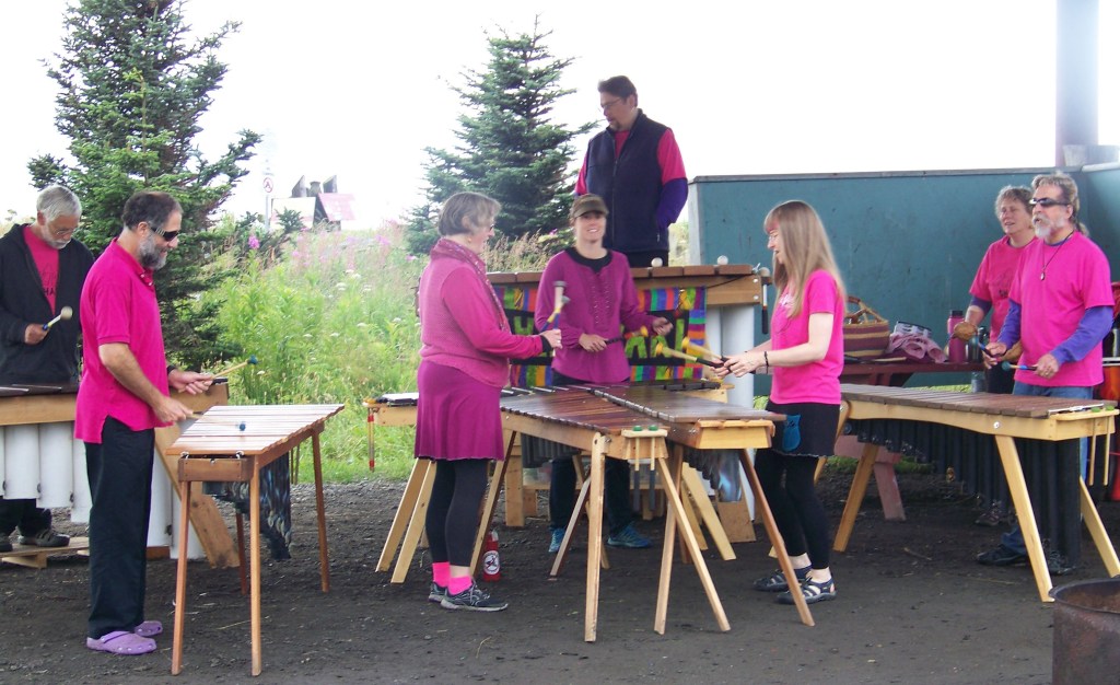 Marimba band Shamwari wills the air with music at Sunday's Breast Cancer Run.-Photo by McKibben Jackinsky,  Homer News