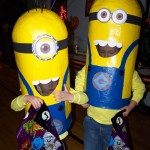 Who you calling "despicable?" Me? Brothers Jaxon and Zayne Adams show off thier mom-made minions costumes at Chapman School's Halloween carnival.-Photo by McKibben Jackinsky, Homer News