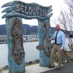 Ian McGaughey, Seldovia Chamber of Commerce president and SVT public relations and marketing director, works with the Seldovia of today to build a Seldovia for tomorrow. -Photo by McKibben Jacknsky, Homer News