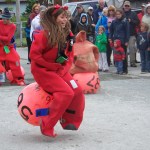 Susan Mumma of Seldovia and Gail Claus of Homer give a ukulele serenade along Seldovia’s main street. -Photo by McKibben Jackinsky, Homer News