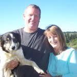 William and Mary Lou Strutz, with canine companion Gema, base their operations on William’s family homestead.-Photo by McKibben Jackinsky, Homer News